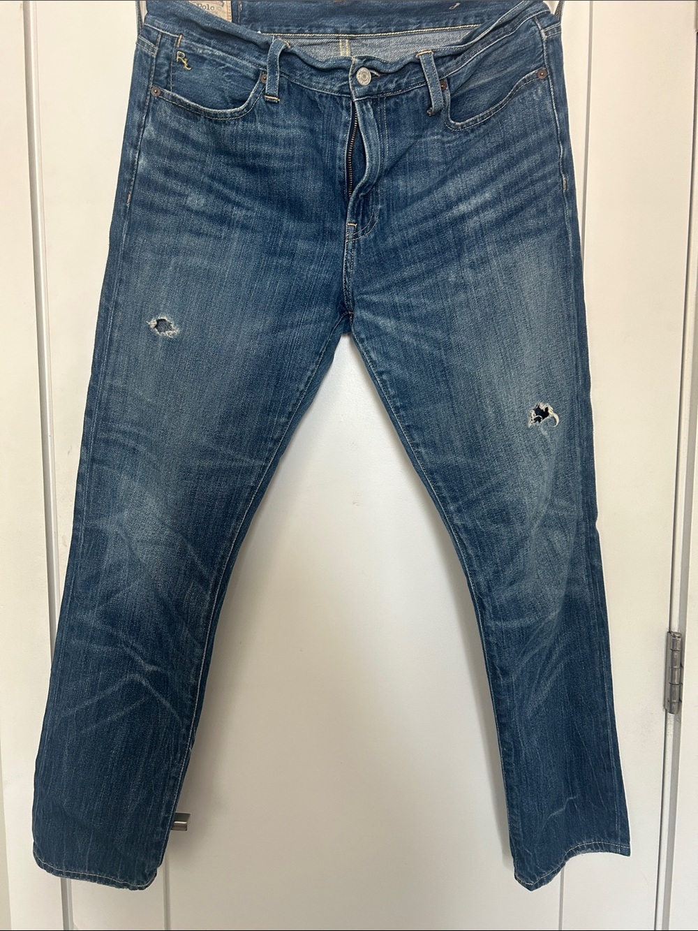 Polo Ralph Lauren Slim Straight Distressed Blue Jeans